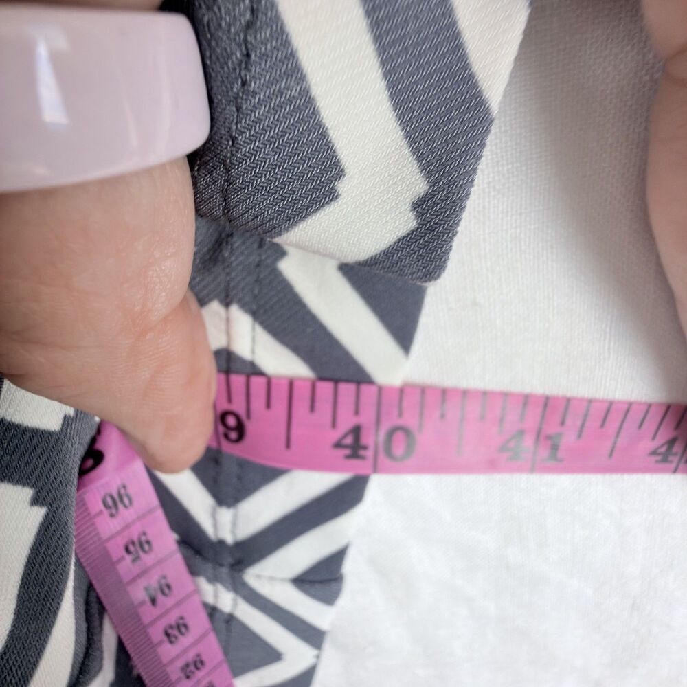lauren ralph lauren gray white geometric knot front fit flare midi dress sz 8 - Picture 7 of 9
